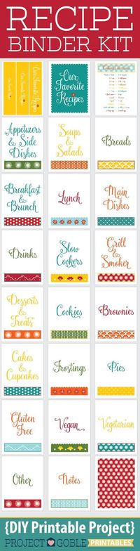 Recipe Binder DIY Printable available for Instant Download at ProjectGoble.com