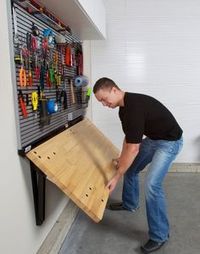 What a great way to add a workspace without taking up extra room (in the garage or basement).