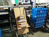 Stacking shelf that inducts items one-at-a-time onto the sorter so staff don't have to stand there and do it. Its an elegant simple solution without a lot of moving parts.