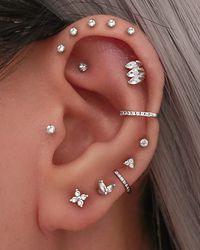 Amazon.com: Cartilage Earring Stud Set Tragus Helix Conch Forward Helix Monroe Labret Piercing Jewelry Internally Threaded 16G 6mm Round Crystal Cubic Zirconia Prong Surgical Stainless Steel Jewellery Women 3 Pieces, Stainless Steel : Clothing, Shoes & Jewelry