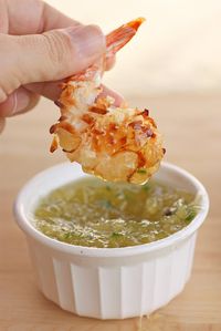 Baked coconut shrimp with pineapple dipping sauce