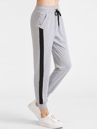 Pantalones deportivos con cordón - gris -Spanish SheIn(Sheinside)