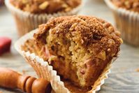 Rhubarb Streusel Muffins are made with a delicious buttermilk batter and topped with a brown sugar and walnut streusel for a moist recipe perfect for any breakfast or spring brunch! #Rhubarb #Muffin
