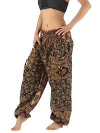 Pantalon bouffant laine imprimé petit cachemire à carreaux - noir