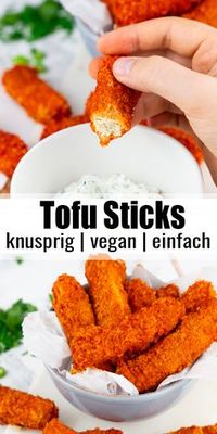 Diese knusprigen Tofu Sticks sind das perfekte Wohlfühlessen. Sie sind leicht scharf und super einfach zuzubereiten. Wir essen sie am liebsten mit selbstgemachter veganer Ranch Sauce. Mehr vegane Rezepte findest du auf meinem Blog veganheaven.de! #vegan #vegetarisch