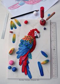 Scarlet macaw WIP | Melissa Terlizzi, polymer clay