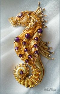 Gosh, I love this goldwork embroidery & beads seahorse! Just lovely!