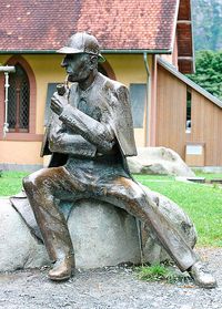 Sherlock Holmes Statue in Meiringen, Switzerland (near Reichenbach Falls)