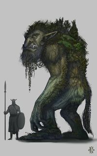 Troll fesbraa forest hill mountain wood monster beast creature animal | Create your own roleplaying game material w/ RPG Bard: www.rpgbard.com | Writing inspiration for Dungeons and Dragons DND D&D Pathfinder PFRPG Warhammer 40k Star Wars Shadowrun Call of Cthulhu Lord of the Rings LoTR + d20 fantasy science fiction scifi horror design | Not Trusty Sword art: click artwork for source