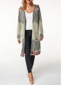 Long Sleeve Hooded Collar Pocket Cardigan | modlily.com - USD $33.36