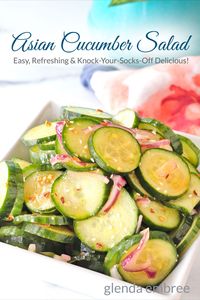 Asian Cucumber Salad is cool, crisp, light and refreshing with knock-your-socks-off flavor. It’s naturally gluten free and superbly delicious! This cucumber salad is sour and salty with hints of sweetness and each bite finishes with back notes of smoky and spicy. It's quick and easy to toss together and can be on the table in 30 minutes or less. Grab the easy recipe on the blog, today.
