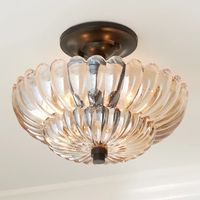Scalloped Amber Glass Semi-Flush Ceiling Light - Shades of Light