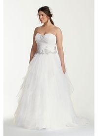 Jewel Tiered Tulle Beaded Plus Size Wedding Dress 9WG3722