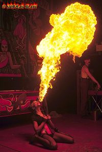 Fire Eater Side Show | Heather Holliday spits a bit of Fire on stage at Coney Island USA ...