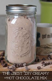 The best diy creamy hot chocolate mix - - - pinner: instead of chocolate chips I used 1/2 cup ground dark chocolate