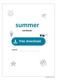 Create your own summer workbook with this cover and our summer worksheets. Preschool, Kindergarten, First grade worksheets: lookbookeducation.com