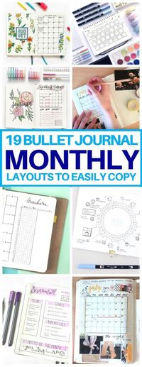 This is EXACTLY what I needed! A list of bullet journal monthly spread ideas for inspiration. Cannot wait to try these bujo layouts next month. #bulletjournal #monthlyspreads