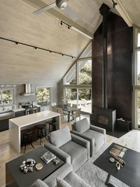 There’s plenty of room to welcome visiting (or long-term) guests at this gorgeous Napa Valley house. A renovated A-frame guest home also sits on the property and includes one bedroom with two bathrooms, a living / kitchen space and a loft.