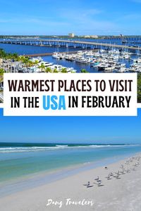 Best winter weekend getaways in the USA for warm weather. Overall, the Hawaii islands and Florida beaches are the best places to go in February for sunny days and high temps. However, with fewer crowds and lower humidity, February is the perfect month to visit many destinations all over the country. Beaches | Travel | Bucket Lists | Warm Destinations | Warm Places