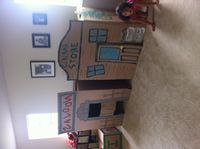 Toy story party. Cowboy village. Box buildings.