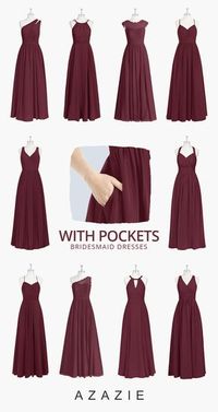The color of burgundy and cabernet is always popular in fall wedding. Get inspiration for your fall wedding color schemes at Azaize.com #wedding #weddinginspiration #bridesmaids #bridesmaiddress #bridalparty #maidofhonor #weddingideas #weddingcolors #azazie