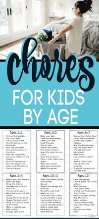 PERFECT list of Age Appropriate Chores for kids 3-14 developed by a child therapist & teacher. These Age appropriate chores for young children & older children (tweens & teens, too) is great because it gives the age for the chores for kids. Chores teach kids to help. They learn why chore(s) contributes to the family & become #HardWorkers. It teaches them great CHARACTER & life skills that help them become responsible adults. The chore system is genius, too (no charts!)