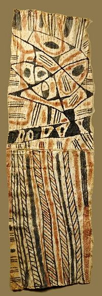 Africa | Barkcloth painting "morumba' or 'pongo' from Mbute, Ituri Rain Forest, DR Congo | Barkcloth, and natural pigments