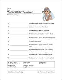 Women's History Month Vocab Wksheet, writing, LAL, English