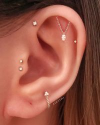 Hidden Helix Piercing Cartilage Chain Drop Earring Top - Etsy