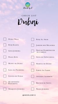 Template Check List de Viagem - Dubai