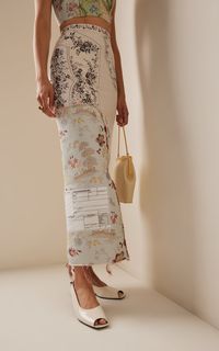 Mariana Linen-Blend Midi Skirt By Erdem | Moda Operandi
