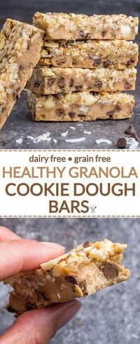 These healthy, nutty cookie dough bars are made with real food ingredients, dairy free, gluten free, grain free! My FAVORITE healthy dessert ever and naturally sweetened