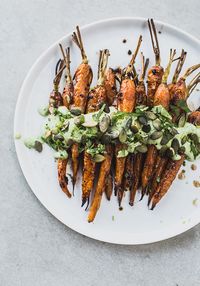 roasted carrots with black garlic & herb yoghurt