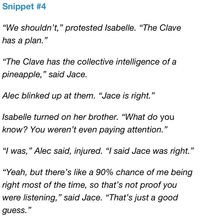 The Mortal Instruments City of heavenly Fire: Snippets