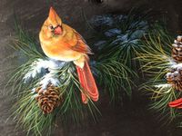 Female cardinal painting by sherrylpaintz