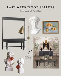 Last week’s top sellers! - Green bust - Roman bust - eclectic art - framed oranges art print Studio McGee Threshold Target - affordable decor - Etsy busts - Target entry way furniture - entry way bench black - vintage landscape wallpaper mural - dining room design - brass wall sconce - affordable lighting - affordable bedroom decor Follow my shop @sofreshandsochic on the @shop.LTK app to shop this post and get my exclusive app-only content! #liketkit #LTKunder100 #LTKhome @shop.ltk https://li