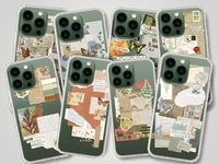 Best Phone Cases For New Alpine Green iPhone 13 Pro and 13 Pro Max, Clear Covers With Aesthetic Designs: Moodboard Collage Scraps by TheUrbanFlair on Etsy