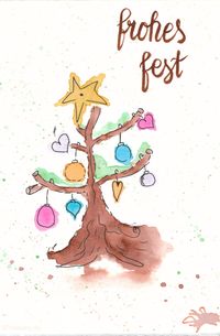 watercolor christmas card with a tree | DIY | Weihnachtskarten aquarellieren mit Tombow Bruh Pens | © mrsberry.de