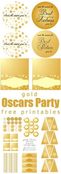 Gold Oscars Party | Free Printables www.weheartparties.com