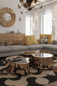 This living room with the yellow details brings a sense of strength and positivity into the room. The Yarsa Geometric Rug comes to complete the look with its geometric design and yellow details, creating a more sunny and friendly interior design.