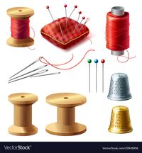 3d realistic tailor set for sewing Royalty Free Vector Image