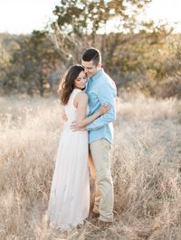 The perfect engagement session outfits! Long, flowy dress for her & neutrals for him!