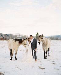 Winter Wedding Portraits With Horses