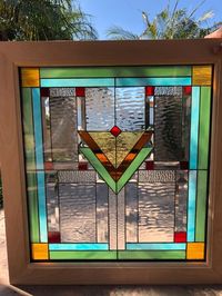 Wood Framed & Insulated Craftsman / Mission Style Stained Glass Window (We do custom work and sizing)