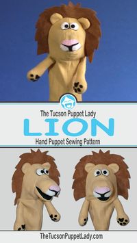 Want to make a puppet? The Tucson Puppet Lady sells the digital sewing pattern PDF you need. Create a cute lion hand puppet with movable mouth. Finished puppet is soft and washable when made from fleece and felt. Perfect for kids and adults. Use finished puppet for teaching, therapy, church ministry, story time or just to have fun! Visit our store to see all of the animal puppet patterns we have available. We also have patterns to make all types of person/people puppets!