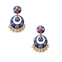 Base Material - 92.5 Carat Pure Silver with Gold Plating Technique - Handcrafted Product Type - Meenakari jewellery Design - Dangler Colour - White Length - 6 cm Width - 7 cm Care Instructions - Avoid Contact with Perfumes and Water Contact No - +91 8095752326