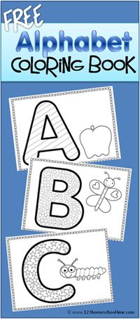 FREE Alphabet Coloring Book - these are super cute alpahbet coloring sheets to help kids practice fine motor skills, upper case letters, and start identifying something that begins with the same alphabet letter.