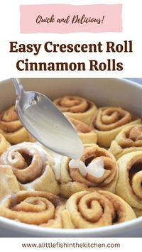Using convenient crescent roll dough as a shortcut in this recipe makes a heavenly pan of cinnamon rolls possible in under 30 minutes! This recipe is one of my family's favorite, anytime sweet treats! #crescentrolls #crescentrollrecipes #crescentrollcinnamonrolls #breakfastideas #easydesserts
