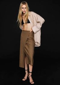 Striped wrap skirt - Women | Mango