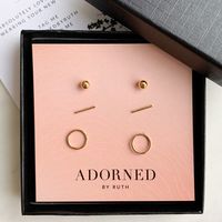 Stud Earrings 3-Pack Gold